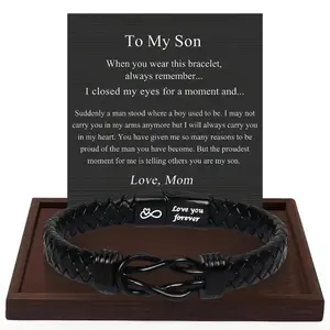 The Unruled Jewel 1PC Leather Braided Bracelet Gift for Son – Birthday Gift from Mom or Dad, Meaningful Jewelry for Daily Wear