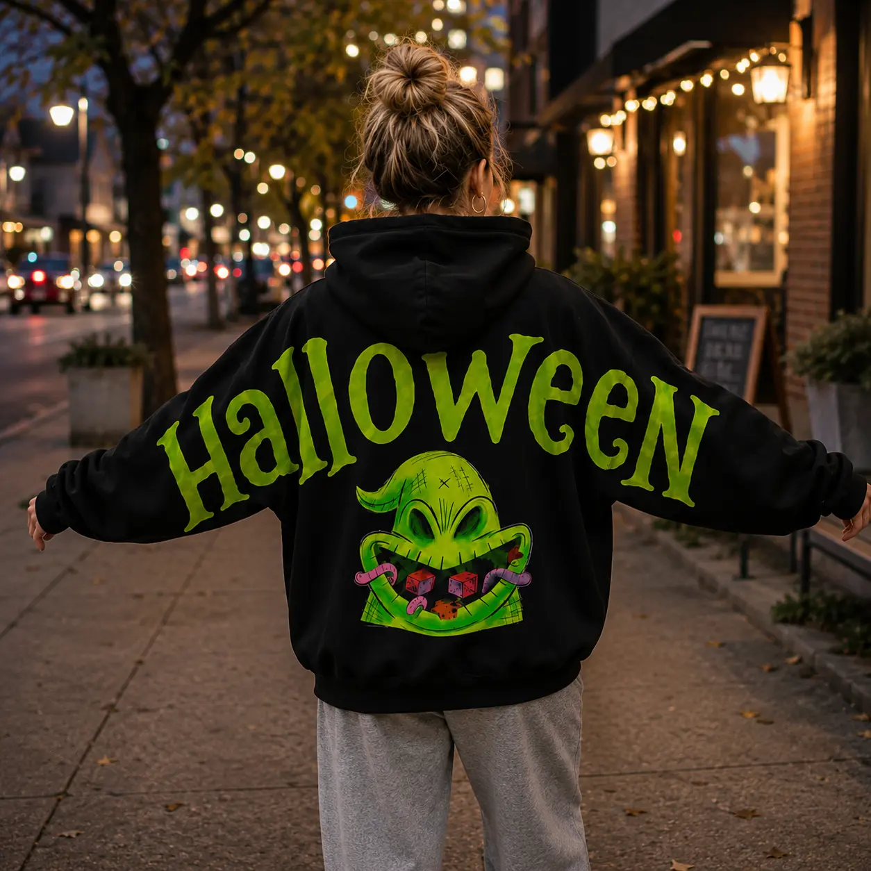 Halloween Oogie Boogie Hoodie, Nightmare Before Christmas Graphic Hoodie, Spooky Season Oversized Pullover, Halloween Movie Streetwear Aesthetic Casual