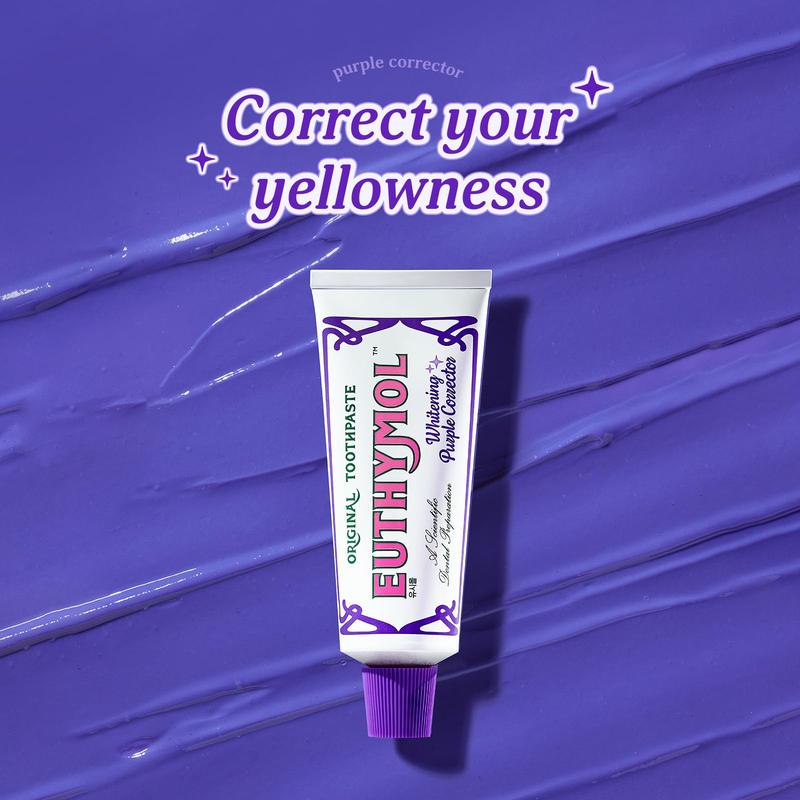 Euthymol Purple Whitening Toothpaste  (1 Pack) – Instantly Brightens Yellow & Sensitive Teeth, Tone-Up Effect, Long-Lasting Fresh Breath, Korean Oral Care
