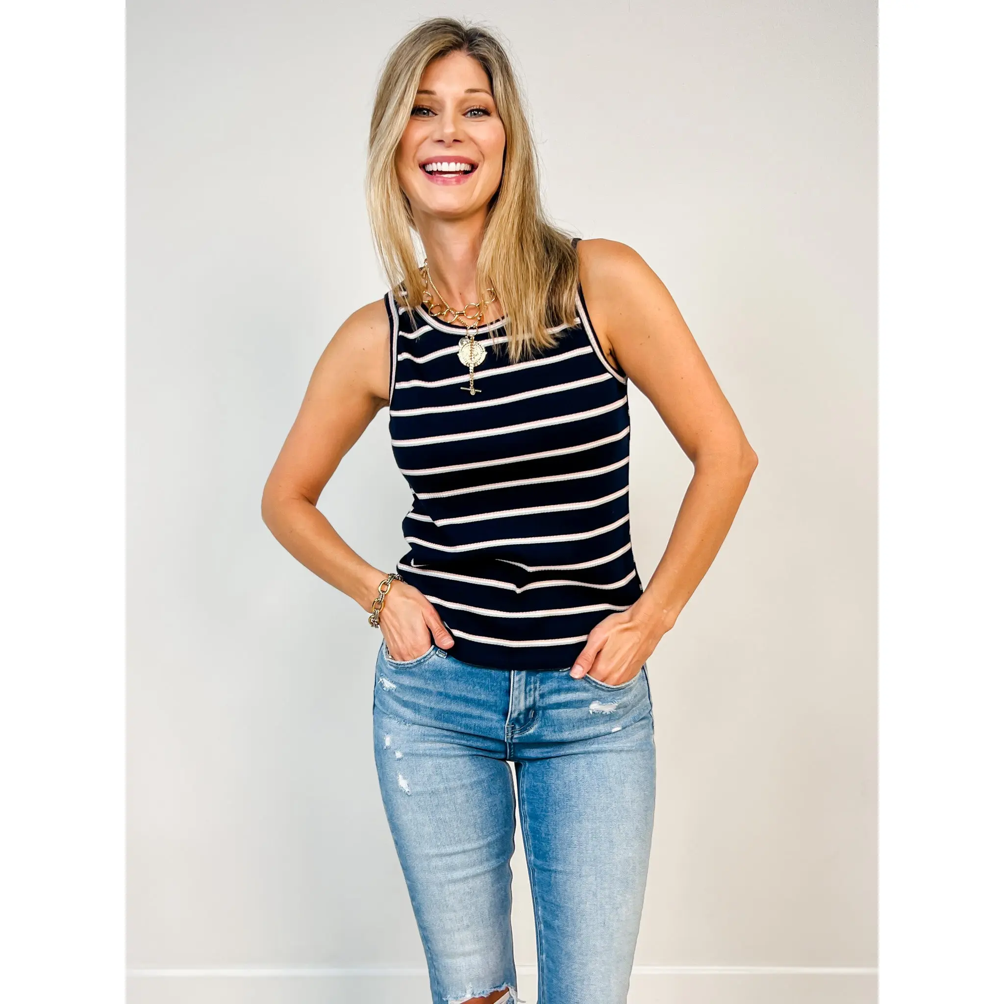 black and white striped tank top - TikTok Shop