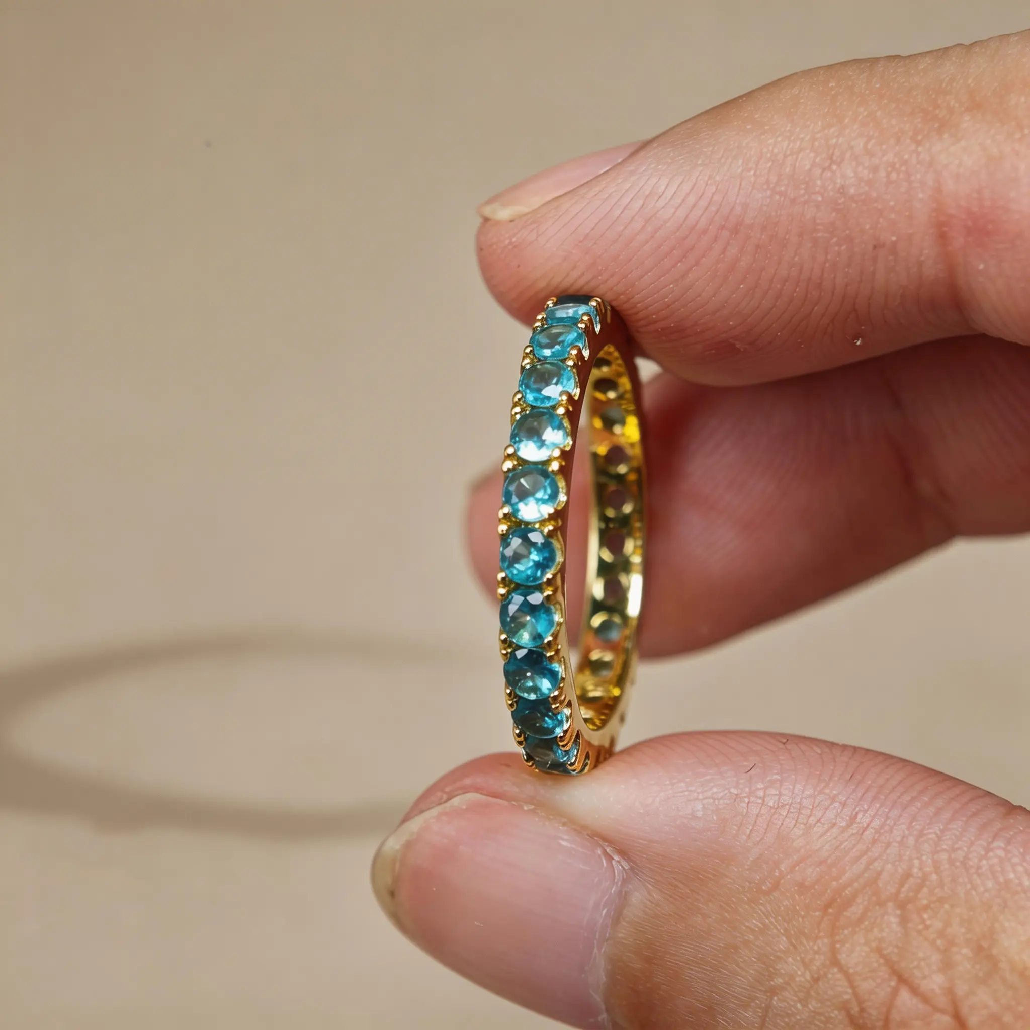 Women's Elegant Metal-Coated Ring with Aquamarine March Birthstone, Basic Costume Jewelry, Daily Fashion Accessory for Anniversary