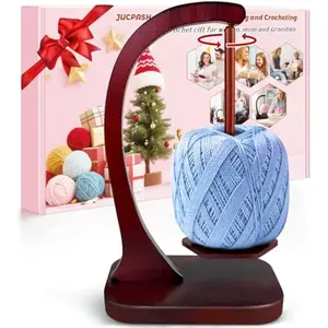Yarn Holder for Crocheting and Knitting, Wooden Yarn Spinner with Magnetic Rotating Mechanism and Anti-Slip Pads, Crochet Accessories Birthday Gifts for Women Mom Wife Grandma Mother