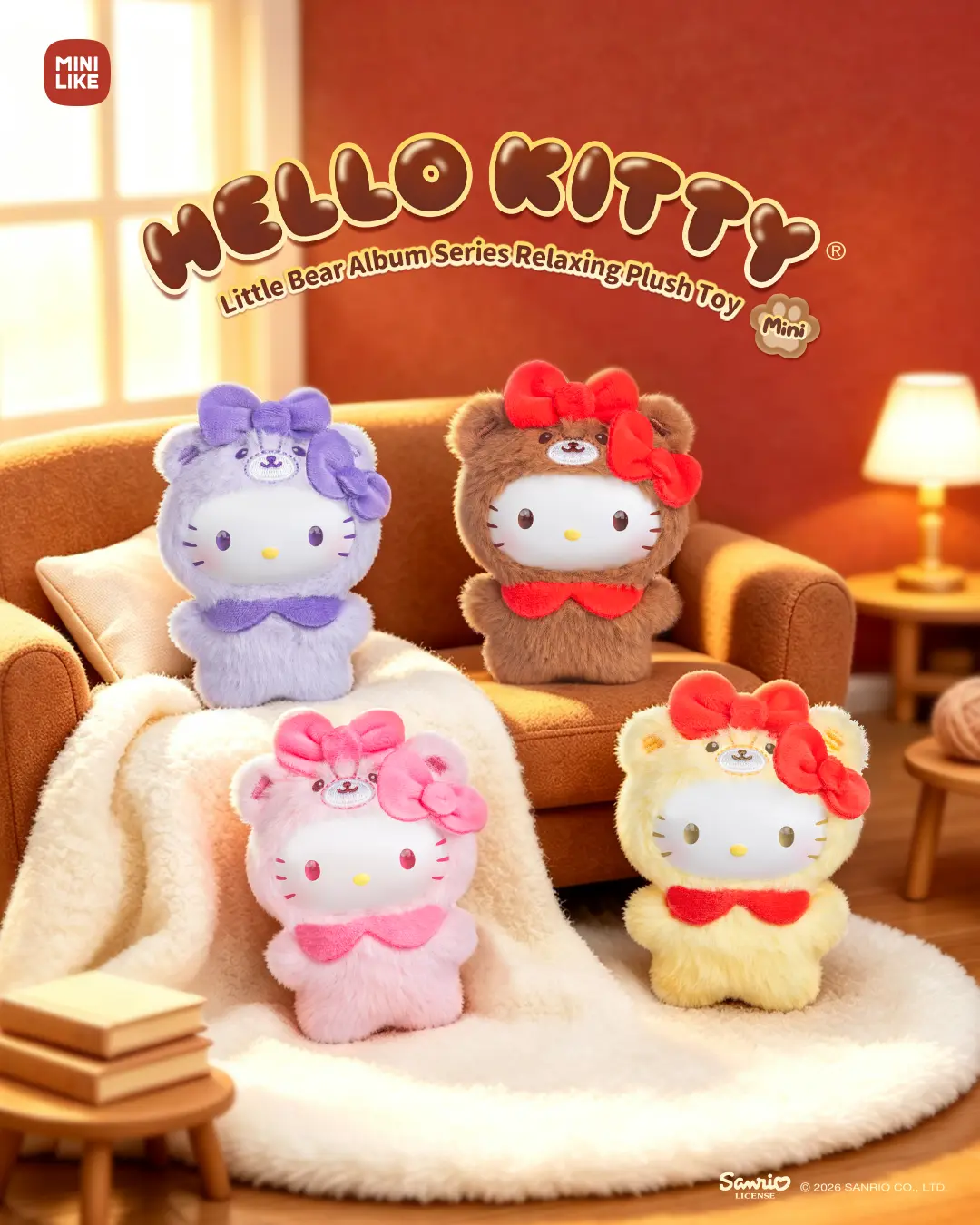 Hello Kitty X MINILIKE Little Bear Album Series Relaxing Plush Toy Mini Blindbox