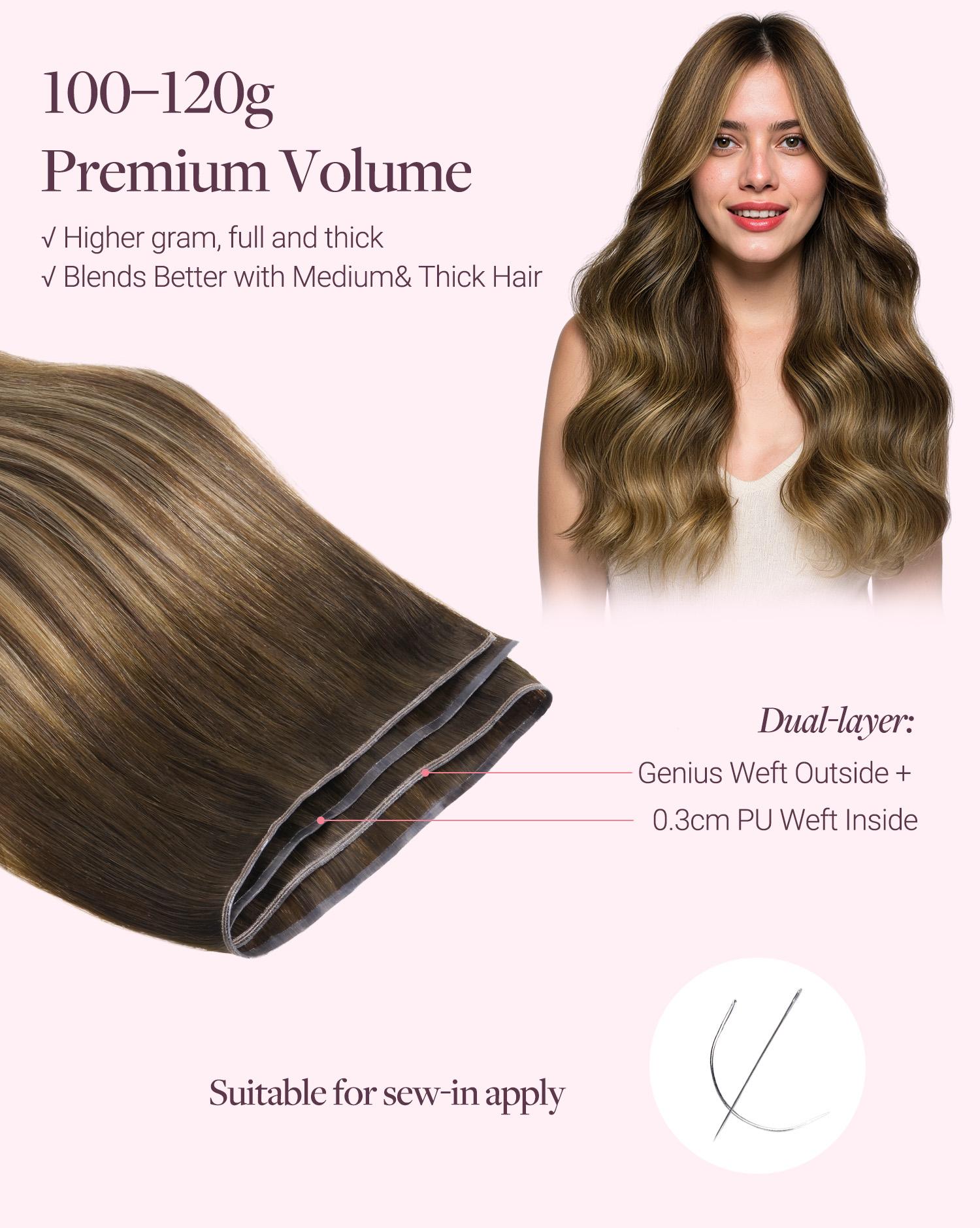 GOO GOO 14-24 Inch Genius Weft Hair Extensions Human Hair, Sew In Remy Human Hair Weft for Women#Greenish#TikTokShopSpringGlowUp GOO GOO 14-24 Inch Genius Weft Hair Extensions Human Hair, Sew In Remy Human Hair Weft for Women#Greenish#TikTokShopSpringGlowUp