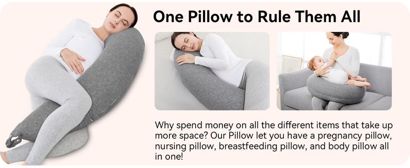 Yoofoss Pregnancy Pillows for Sleeping, 2 in 1 Adjustable Nursing and Maternity Pillow for Pregnant Women, Comfort Natural Fiber Body Pillow for Pregnancy, Arm Neck Belly Support, White