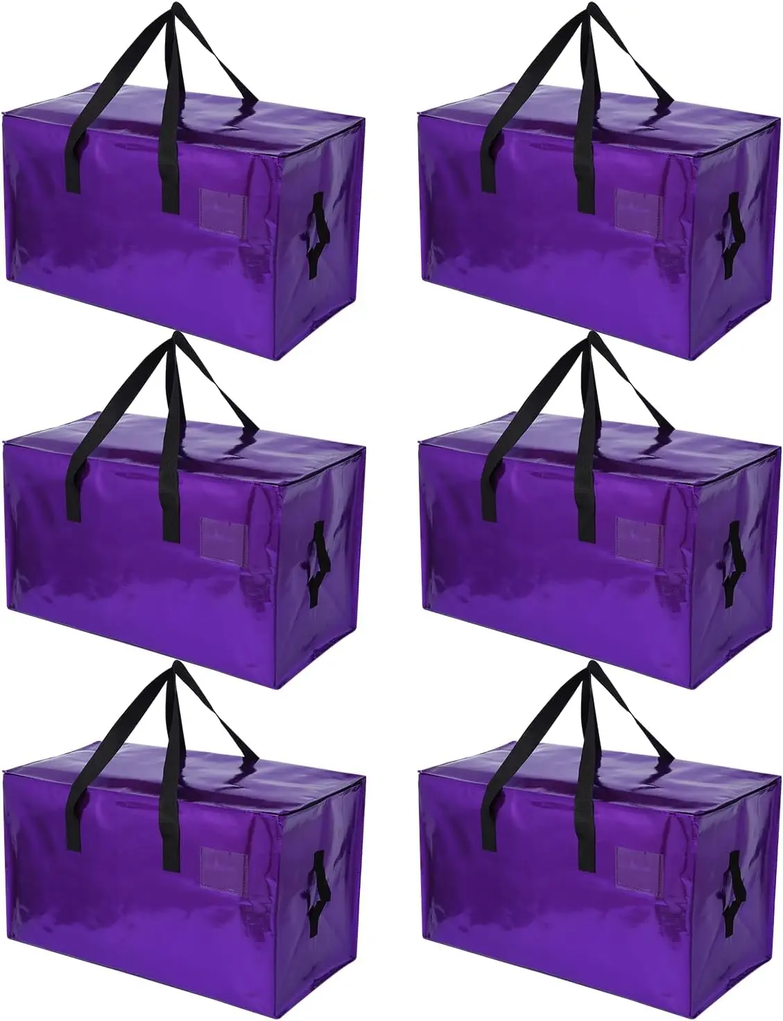 STOWM 6-Pack Moving Bags, Collapsible Zippered Storage Bags with Handles, Waterproof Foldable Organizers for Clothes, Bedding, Home, Office and Travel, Space-Saving