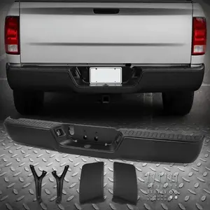 Black Steel Rear Step Bumper Assembly w/o Sensor Holes for 09-24 Dodge Ram 1500