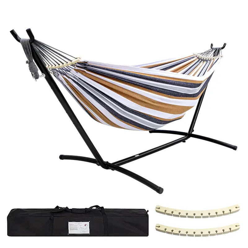 Hammock with Stand Included 450lb Capacity Steel Stand, Premium Carry Bag Included and Two Anti Roll Balance Beam