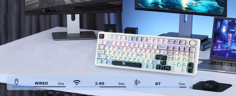 【cap_labs】Official Aula x Leobog F99PRO Mechanical Gaming Keyboard with Knob,Tri-Mode BT5.0/USB-C/2.4GHz Hot Swappable Custom Keyboard,Windows& Android&MAC 【cap_labs】Official Aula x Leobog F99PRO Mechanical Gaming Keyboard with Knob,Tri-Mode BT5.0/USB-C/2.4GHz Hot Swappable Custom Keyboard,Windows& Android&MAC