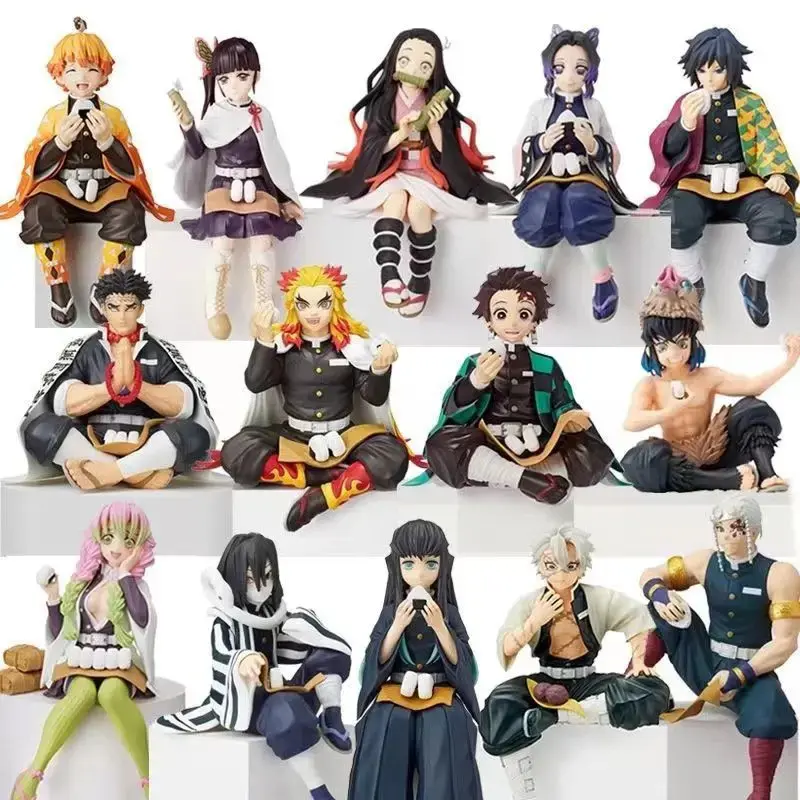 Demon Slayer (Kimetsu No Yaiba) Rice Ball Themed Action Figures - Tanjiro, Nezuko, Zenitsu Desktop Decor Figures for PC Case, Car, 3+ Years Old Toy Gift