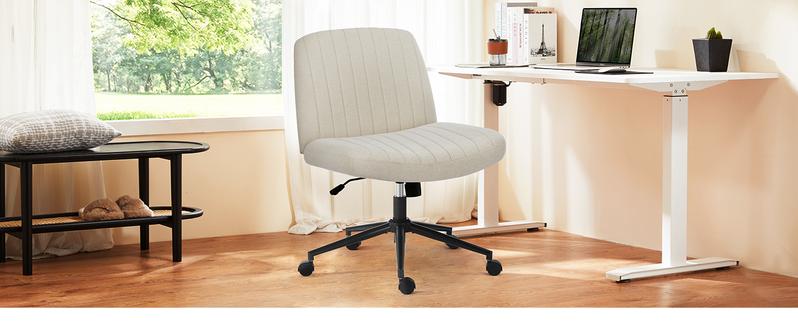 【Valentine's Day Gifts】Sweet Funiture S - Criss Cross Office Chair with Wheels, Wide Armless Home Office Desk Chair with Dual-Purpose Base, Swivel Height Adjustable