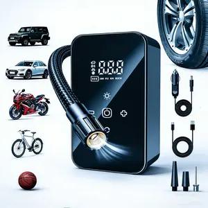 Portable Digital Car Tire Air Pump 140 PSI Cordless Air Compressor with Digital Pressure Gauge, LED Work Light, Auto Shut-Off, High-Capacity Battery Suitable for Cars, Motorcycles, Bicycles, and Inflatable Products ST-9903A