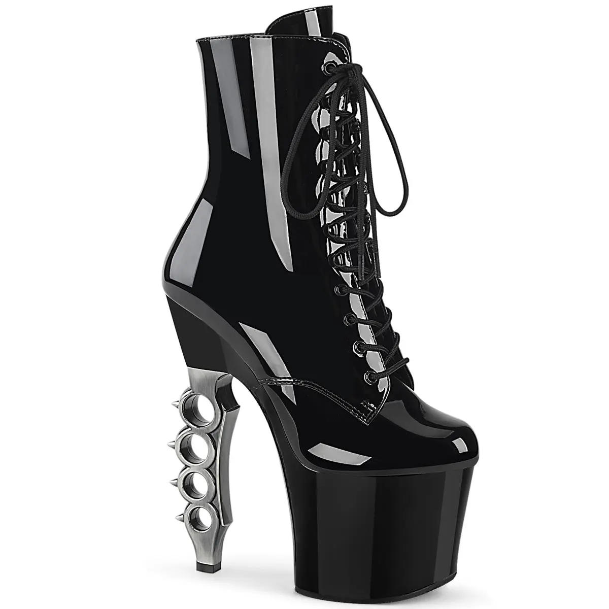 Pleaser Irongrip-1020 Women's High Heel Platform Ankle Boot, Lace-Up Footwear, Shoe, Heeled, Boot Heels, All Seasons