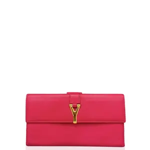 Pre-owned Yves Saint Laurent Leather small leather goods Continental Wallet Calfskin Pink (qy012826d8)