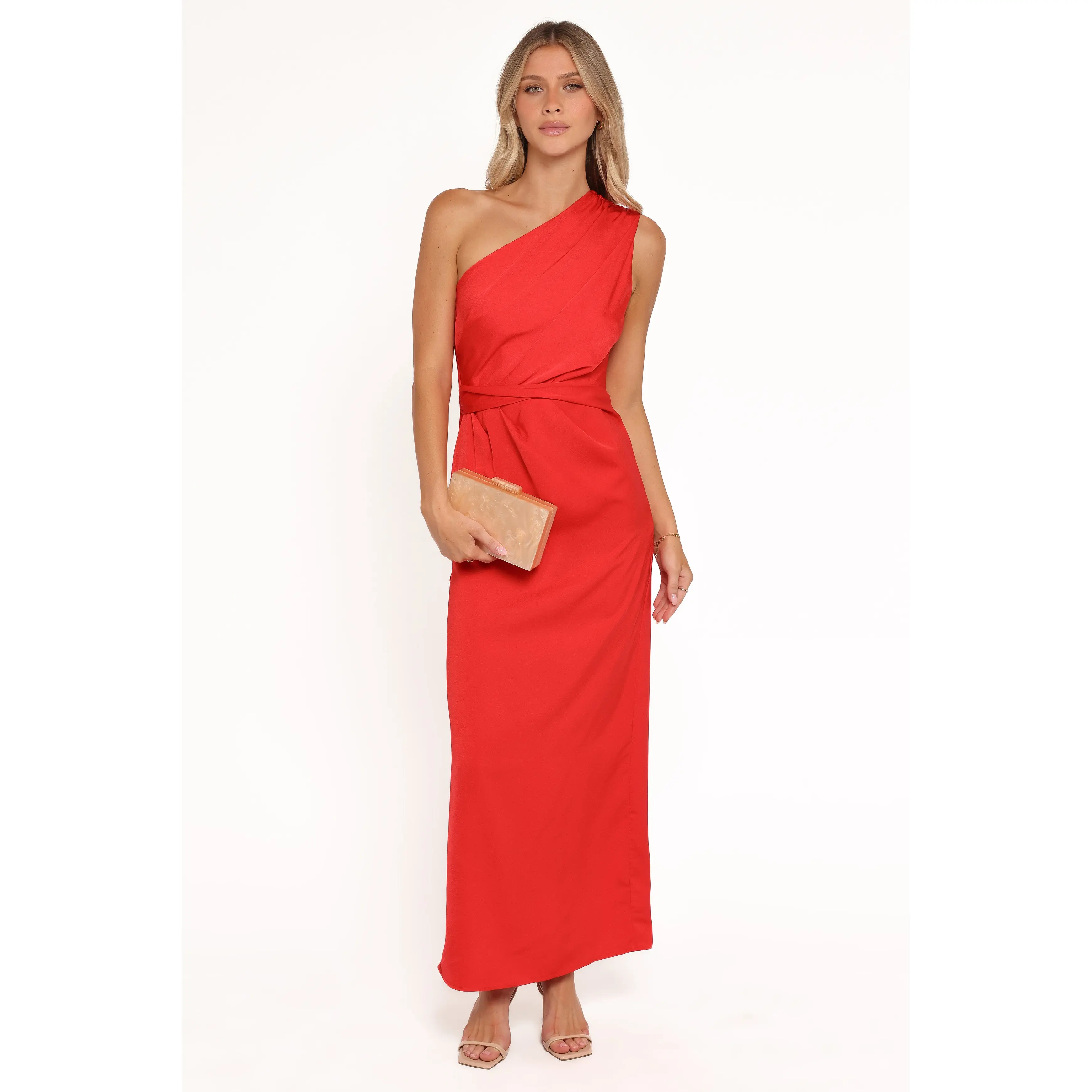 Nadia One Shoulder Maxi Dress - Red Jacquard Satin - TikTok Shop Nadia One Shoulder Maxi Dress - Red Jacquard Satin - TikTok Shop
