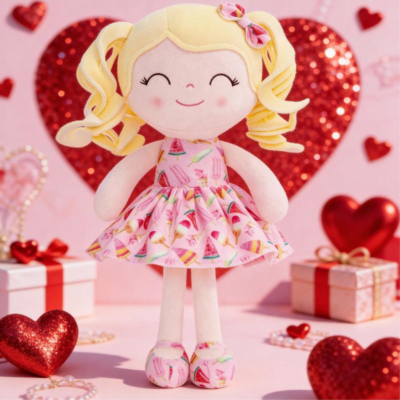 Gloveleya Valentine gift Doll Plush Baby Dolls Baby Girl Gift Soft Pink Cuddle Doll Cute Heart Dress Princess Toy Romantic Valentine’s Day Gift Idea for Kids 0–6 Years Sweet Love Present for Daughters Toddlers Birthday Holiday Surprise Room Decor