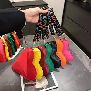 INS style heart-shaped mini women's handbag - red coin wallet with wristband, zipper slot, and keybag, exquisite lychee texture surface, Valentine's Day gift, suitable for daily use, daily wallet | fashion accessories | including strap, small wallet