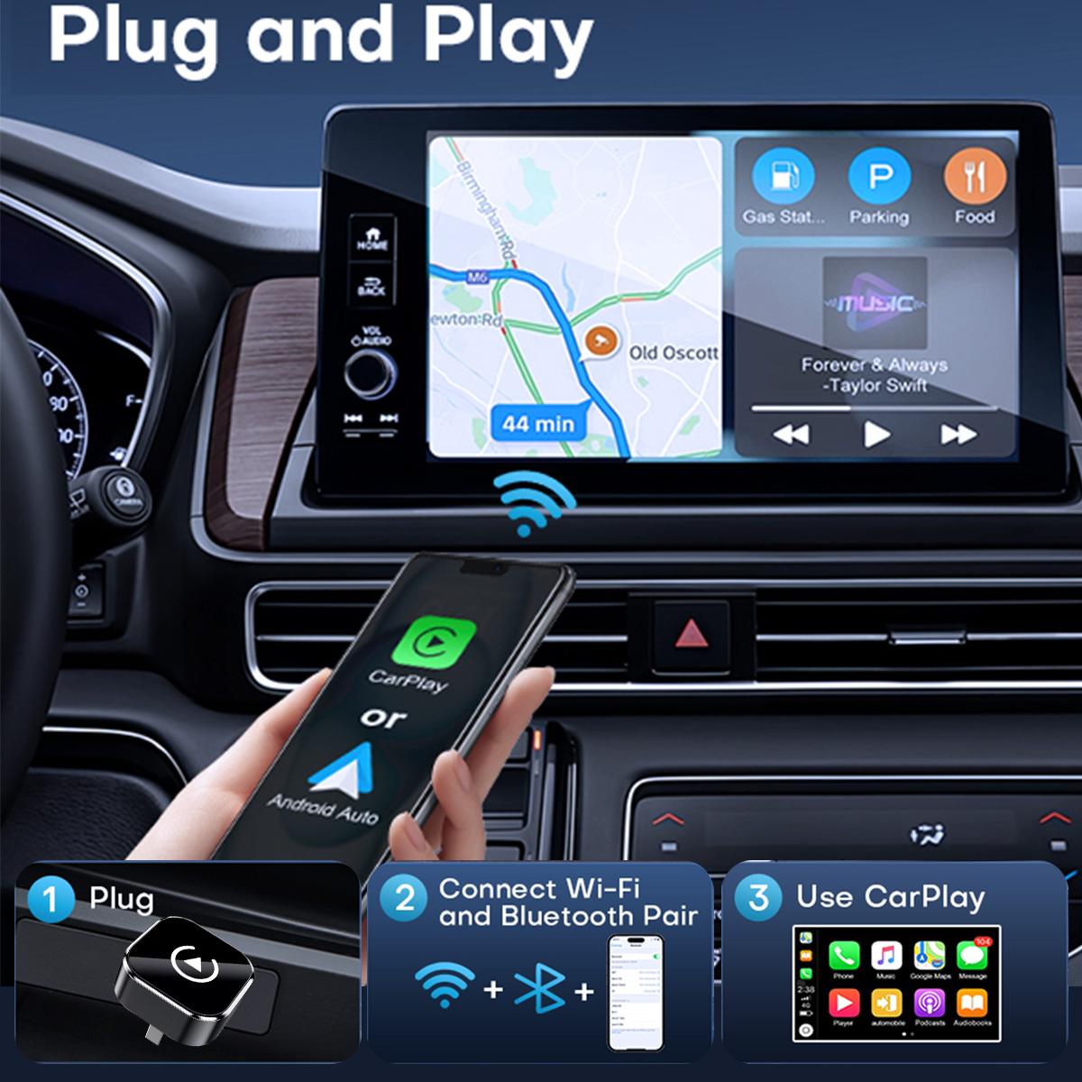[Summervibes]YURNLV 2026 New Wireless CarPlay Adapter - iPhone & Android Compatible with Quick connection, Hands-Free Calling