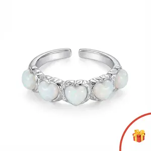 Adjustable 5-Heart Statement Ring for Women, Unique Dainty Rainbow-Tone Look, Cute Gift for Her, Mother’s Day Gift, Versatile Fit