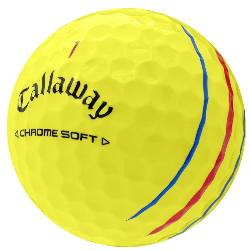 Callaway Chrome Soft Triple Track Golf Balls - Unisex, High-Visibility Yellow, Urethane Cover, Soft Feel, Balanced Performance, Triple Track Alignment Aid, Distance, Golfequipment