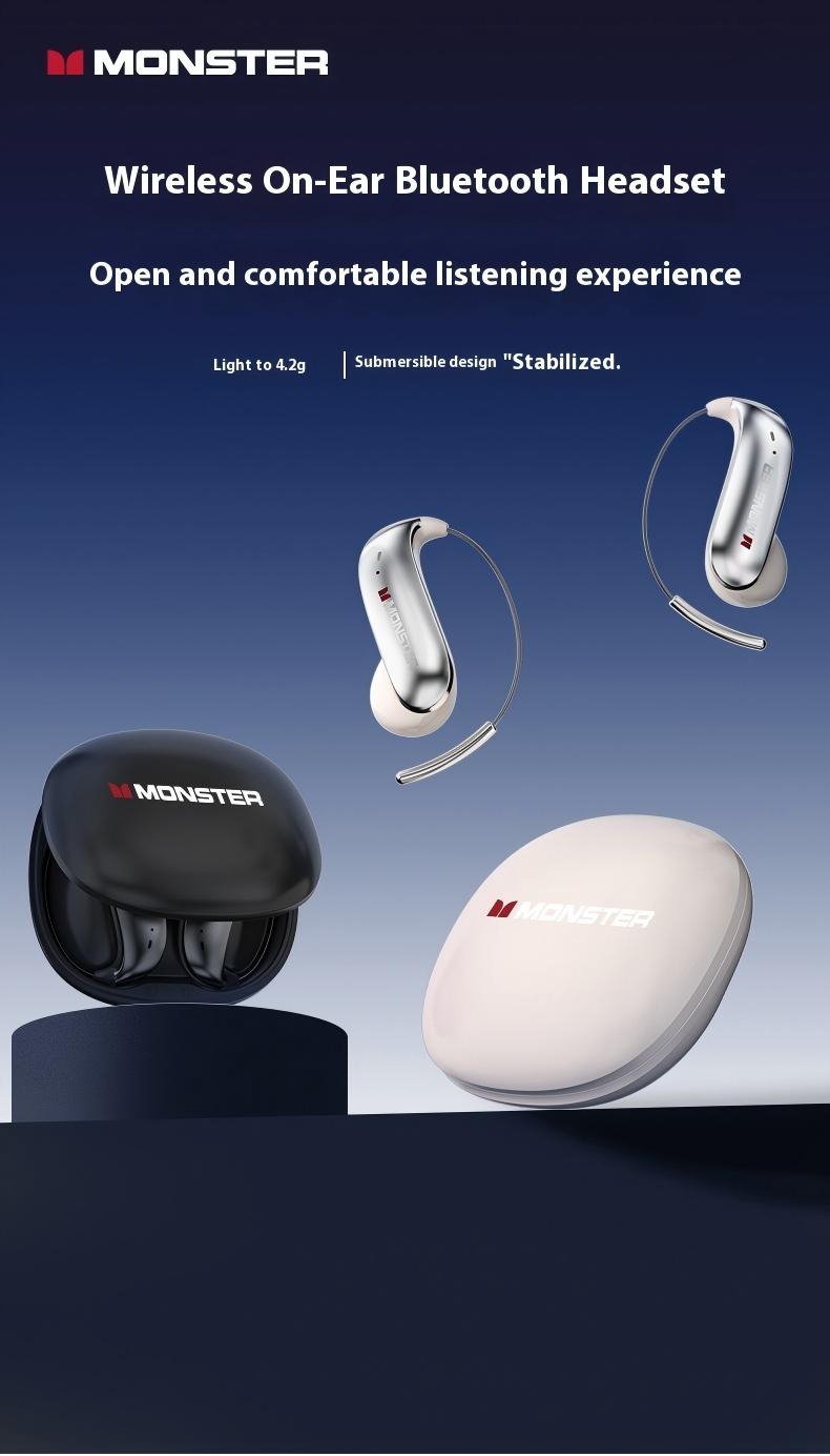 Monster Ear Buds - Bluetooth Headphones with Zero‑Gravity Titanium Ear‑Hook Design, Noise Isolation, 145H Playtime Wireless Earbuds Headset Bluetooth 6.0, IPX5 Waterproof & Sweatproof, Ideal for Travel & Electronic Gifts for Men and Women
