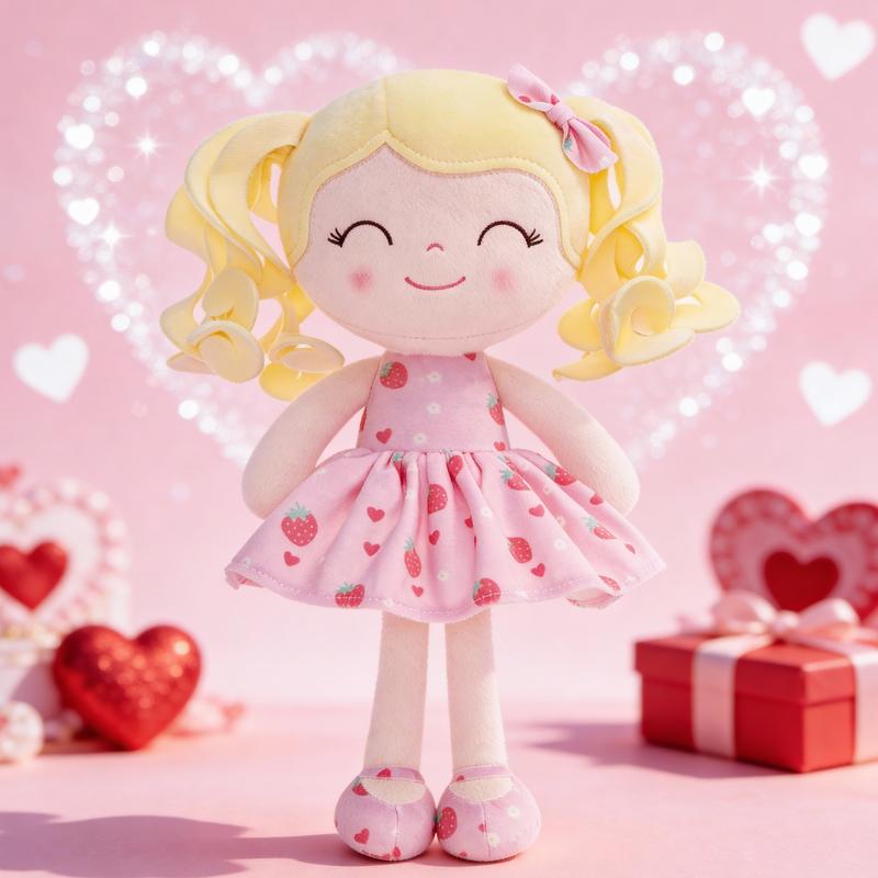 Gloveleya Valentine gift Doll Plush Baby Dolls Baby Girl Gift Soft Pink Cuddle Doll Cute Heart Dress Princess Toy Romantic Valentine’s Day Gift Idea for Kids 0–6 Years Sweet Love Present for Daughters Toddlers Birthday Holiday Surprise Room Decor