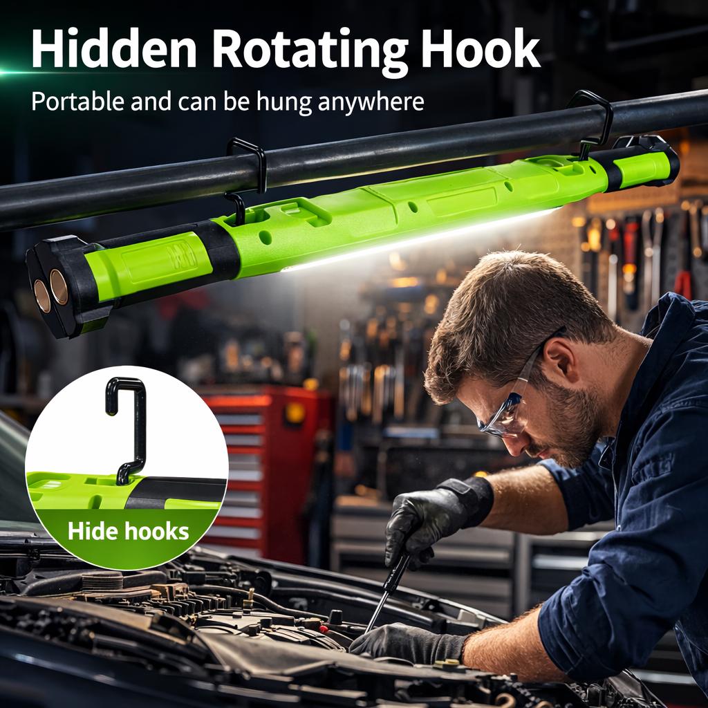 2026 Magnetic Work Light Under Hood Rechargeable LED Bar for Mechanics Car Repair Garage Lighting Accessory with 360° Foldable Design Compact & Durable USB Rechargeable