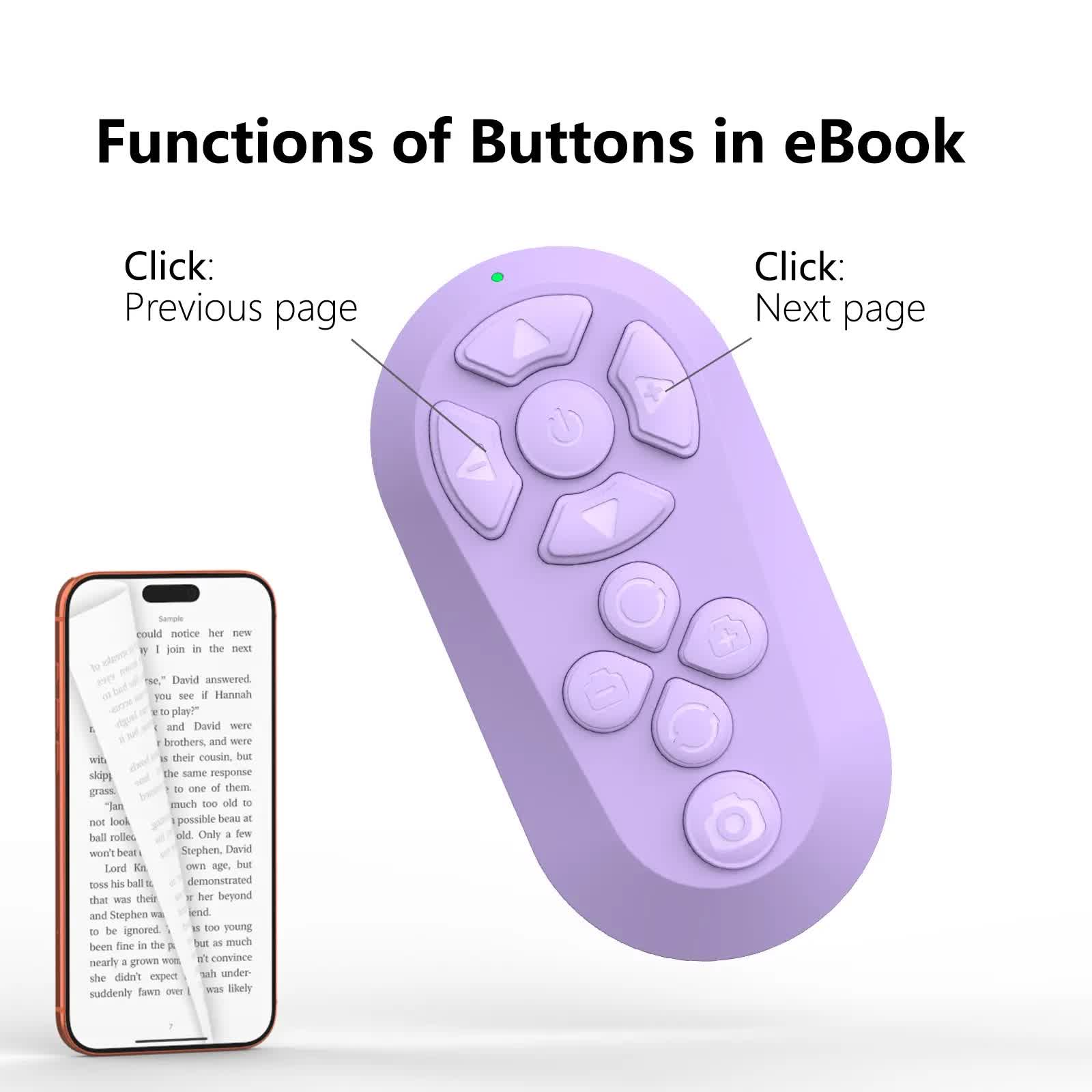 Wireless Bluetooth Remote for TikTok, Page Scrolling, & Camera Shutter | Hands-Free iPhone & Android Controller