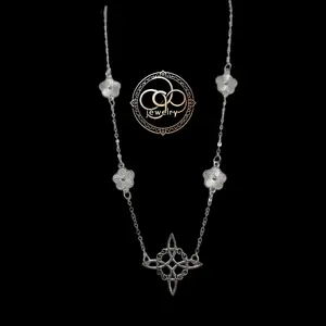 Flower and Witch Knot Necklace and Earrings Set - Elegant Design