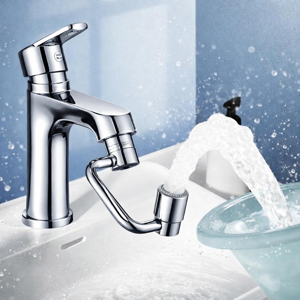 1440° Rotatable Faucet Aerator Extension for Toddlers, Dual Sprayer Mode Bathroom & Kitchen Faucet Attachment, Tap Head Replacement for Smart Face Washing