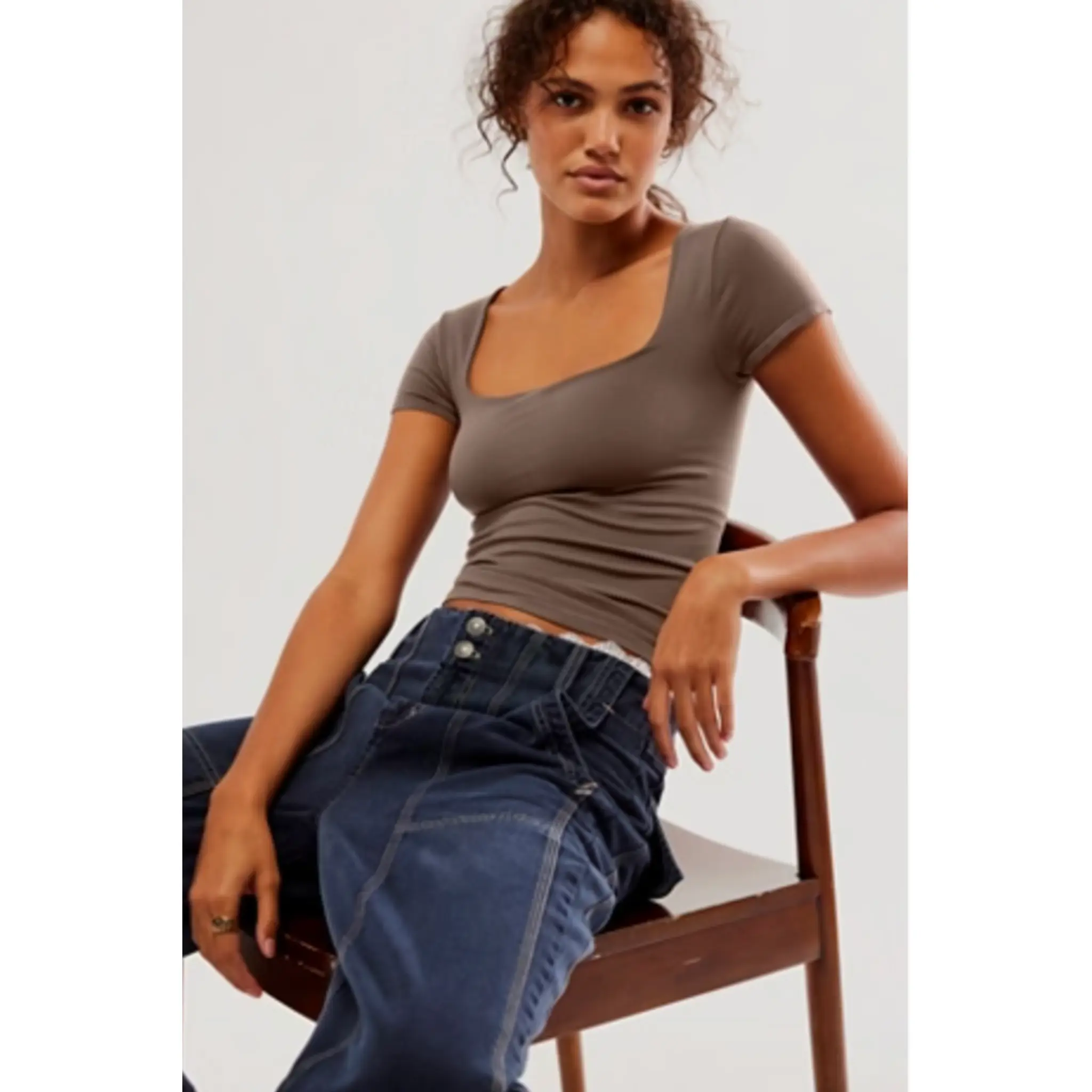 Free People: Sunfade Clean Lines Baby Tee