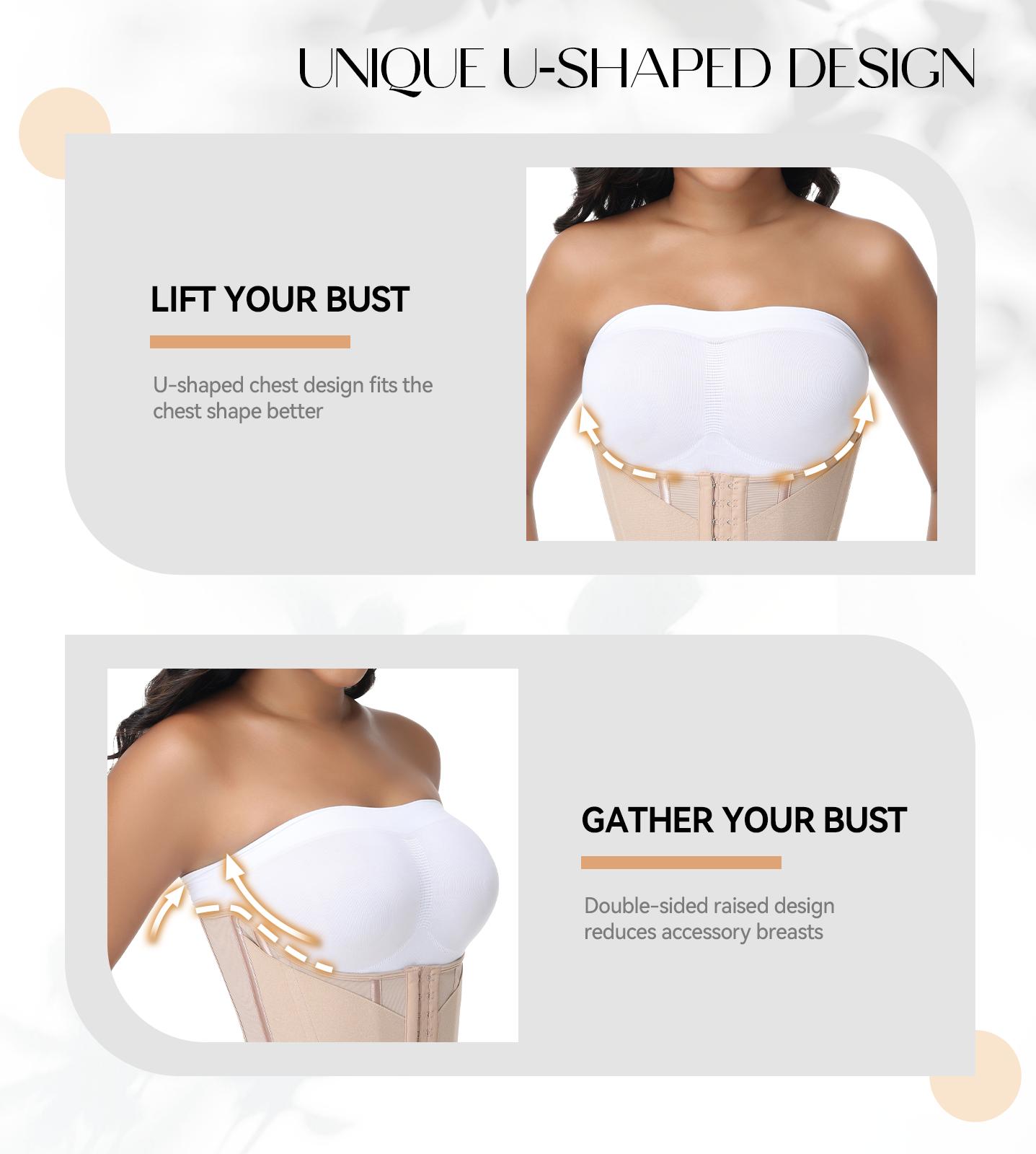 SHAPSHE Women's U-Shaped Tummy Control Waist Shapewear with Hooks & Double-Layer Fabric 13 Steel Bones for Strong Support