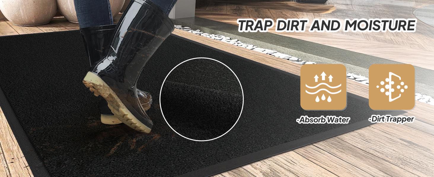 ROVSUN Front Door Mat Indoor Outdoor Entrance, Waterproof Heavy Duty Doormat, Stain and Fade Resistant, Low Profile, Easy Clean Welcome Floor Mats for Commercial Entry Patio Porch