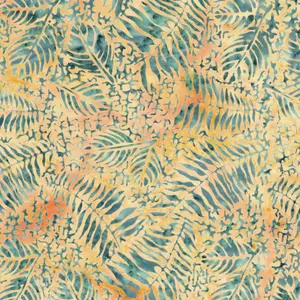 Fabric Lumin Green/Yellow Fossil Fern Leaf Stone Strata Island Batiks by the Quarter Yard 112524878