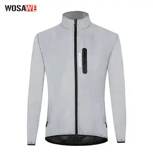 WOSAWE Men Reflective Jacket Night Glowing Bomber Jacket MTB Cycling Windbreaker Travel Sport Coat