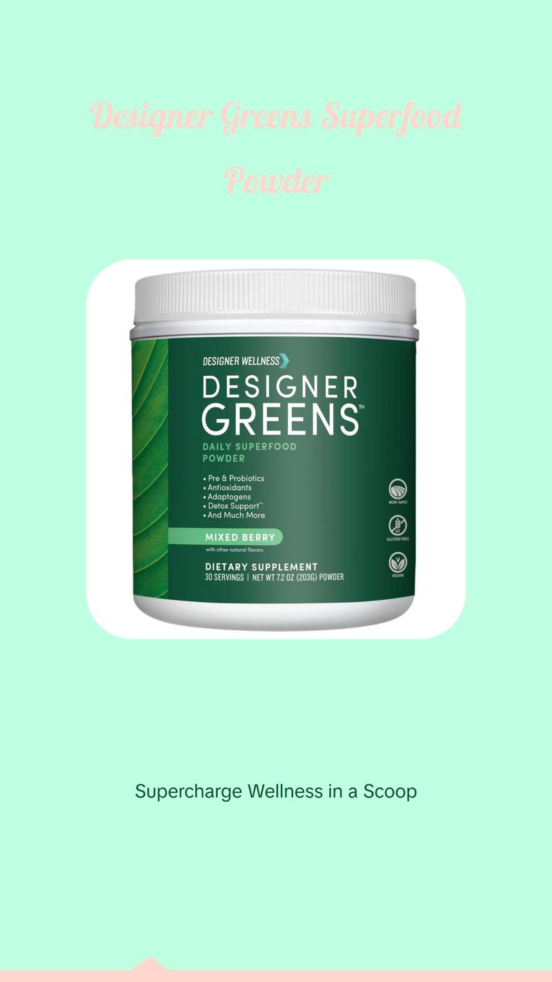 Designer Wellness, Designer Greens Superfood Powder with Prebiotics, Probiotics, Antioxidants, and Detox Support, 30 Servings