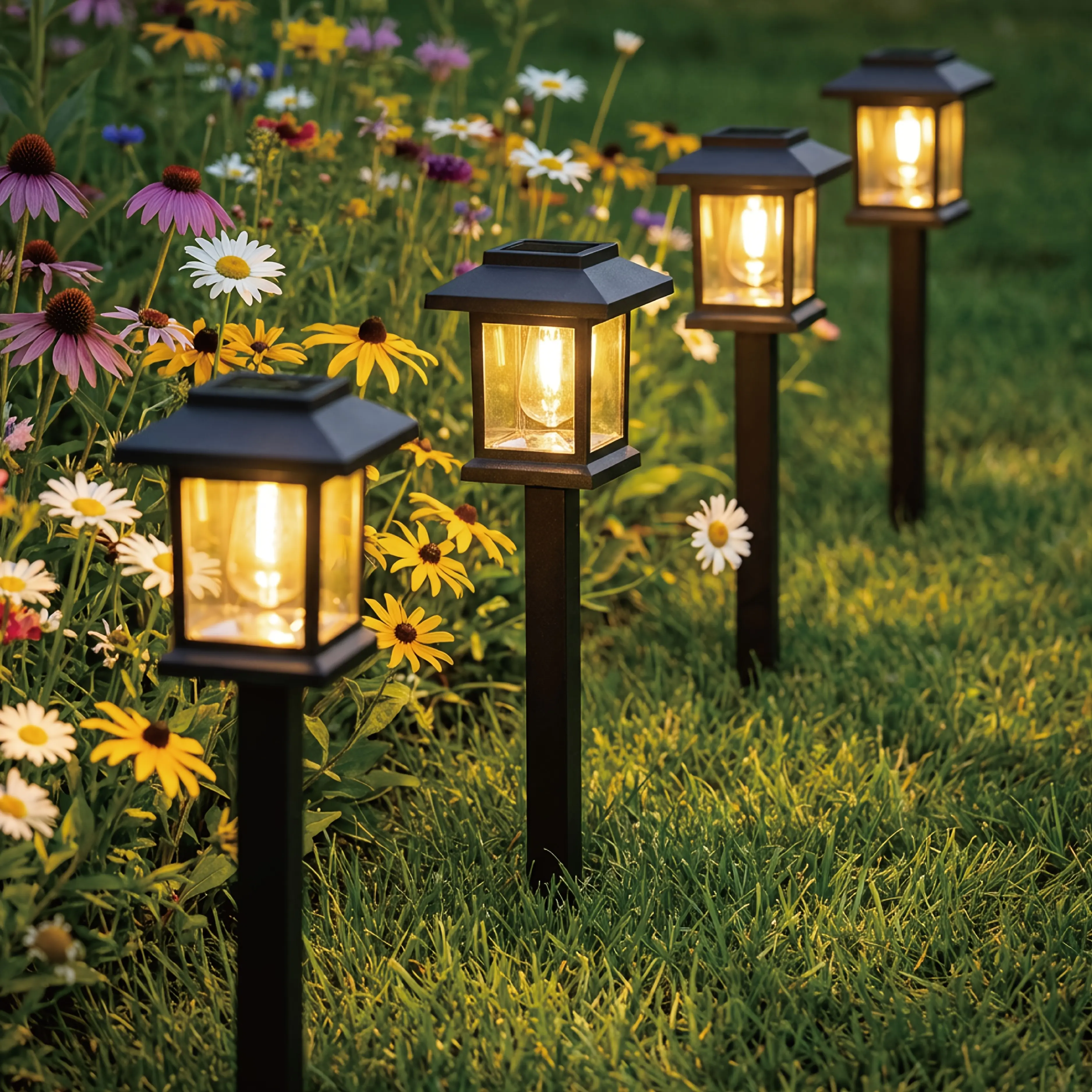 Hoodink 12 Piece Upgraded LED Solar Pathway Light, Waterproof Outdoor Garden Lighting for Driveway, Walkway, Patio and Lawn - Warm White/3000K, IP54, Brown Hard Plastic Finish, Outdoor Lighting | Decorative Pathway Lights |Energy Saving