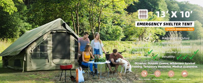 SENLEETO Luxury 129 sq ft Inflatable Camping Tent for 8-10 People Waterproof Blow-Up House with Rainfly Insulated Tents