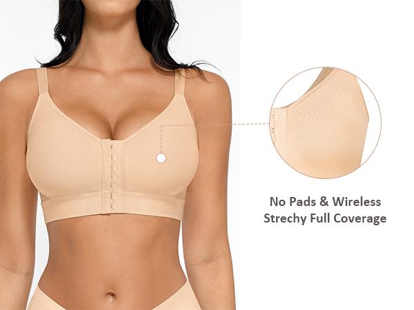 FeelinGirl Wireless Bra Front Closure for Women Everyday Bras Post Surgery Bras Shapewear Top Comfortable Fabric Womenswear Fits Smooth