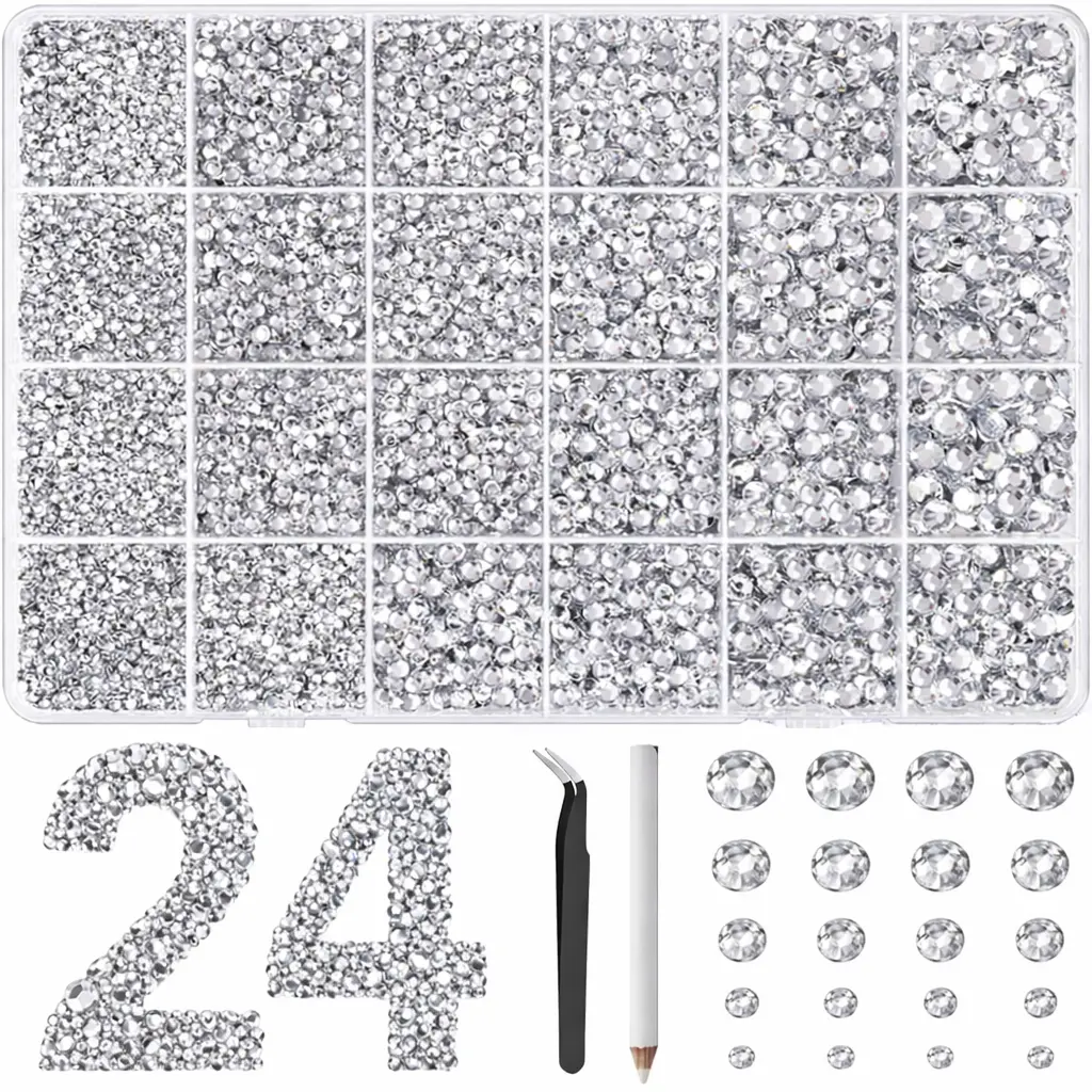 30000pcs Silver  Rhinestones Jelly Synthetic Beads With Kit tools for Bedazzling, 3mm Multicolor Resin Flatback for Art, Bedazzler Kit for Crafting Book ShoesNail Art