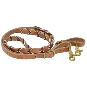 Jeffers Poplar Head Premium Harness Leather Laced Barrel Rein, 3/4" x 7'