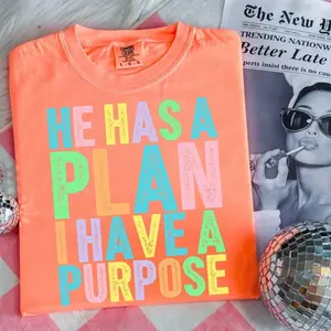 Comfort Colors He Has A Plan I Have A Purpose Tshirt, Neon Trendy Shirt, Neon Christian Women Shirt, Neon Jesus Shirt, Summer Vibes Shirt