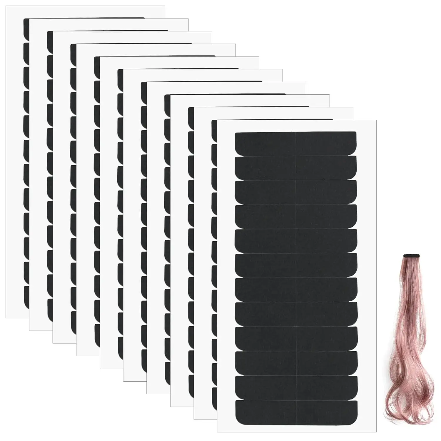 Adhesive Replacement Tape for Hair - 120 Count Double-Sided Hair Extension Tape in Black for Wig Ties and Beauty Tools