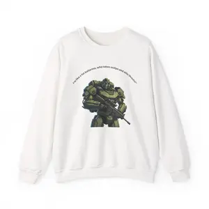 Armored Soldier Illustration Sweatshirt | Tactical Mech Trooper Graphic