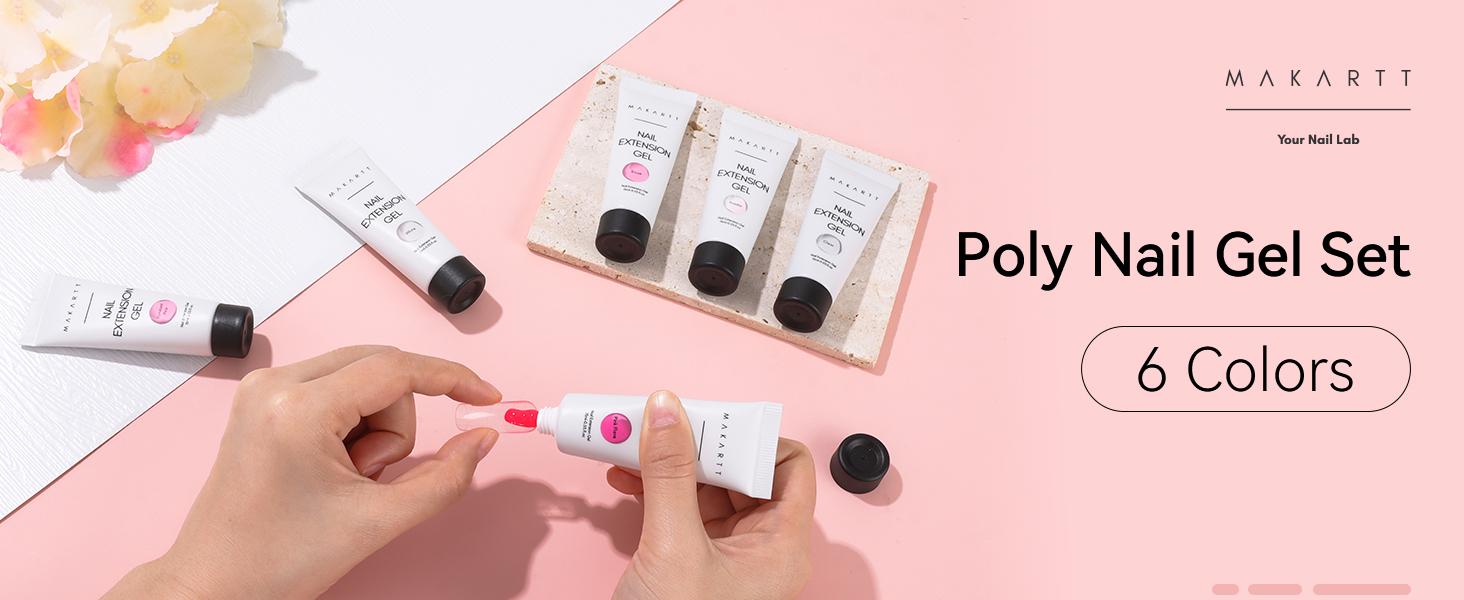 Makartt Luxury Poly Nail Gel Set - 15ML 6 Pcs Set with Long Lasting Natural-Looking Gel Builder for Nail Art, Salon, Manicure & DIY at Home - Uv Makartt Luxury Poly Nail Gel Set - 15ML 6 Pcs Set with Long Lasting Natural-Looking Gel Builder for Nail Art, Salon, Manicure & DIY at Home - Uv