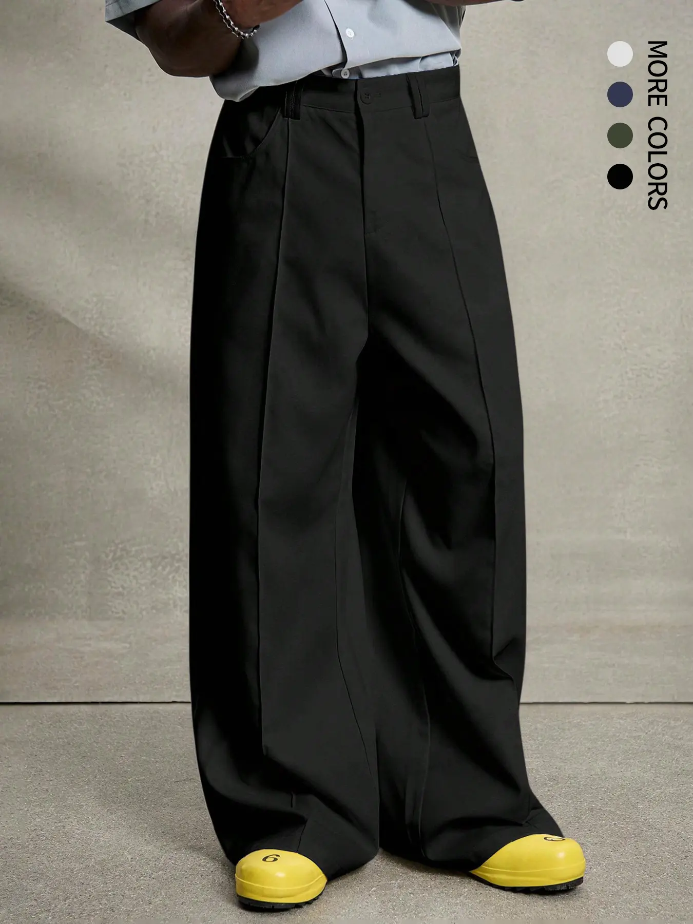 Casual Wide-Leg Plaid Baggy Pants Bottoms, Basic Versatile Loose-Fit Button Trousers, Lightweight and Comfortable All-Seasons Fashion Wear