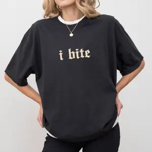 Funny Girls Gothic I Bite Tee – Witty Sarcastic Women’s T-Shirt, Meme Humor Outfit