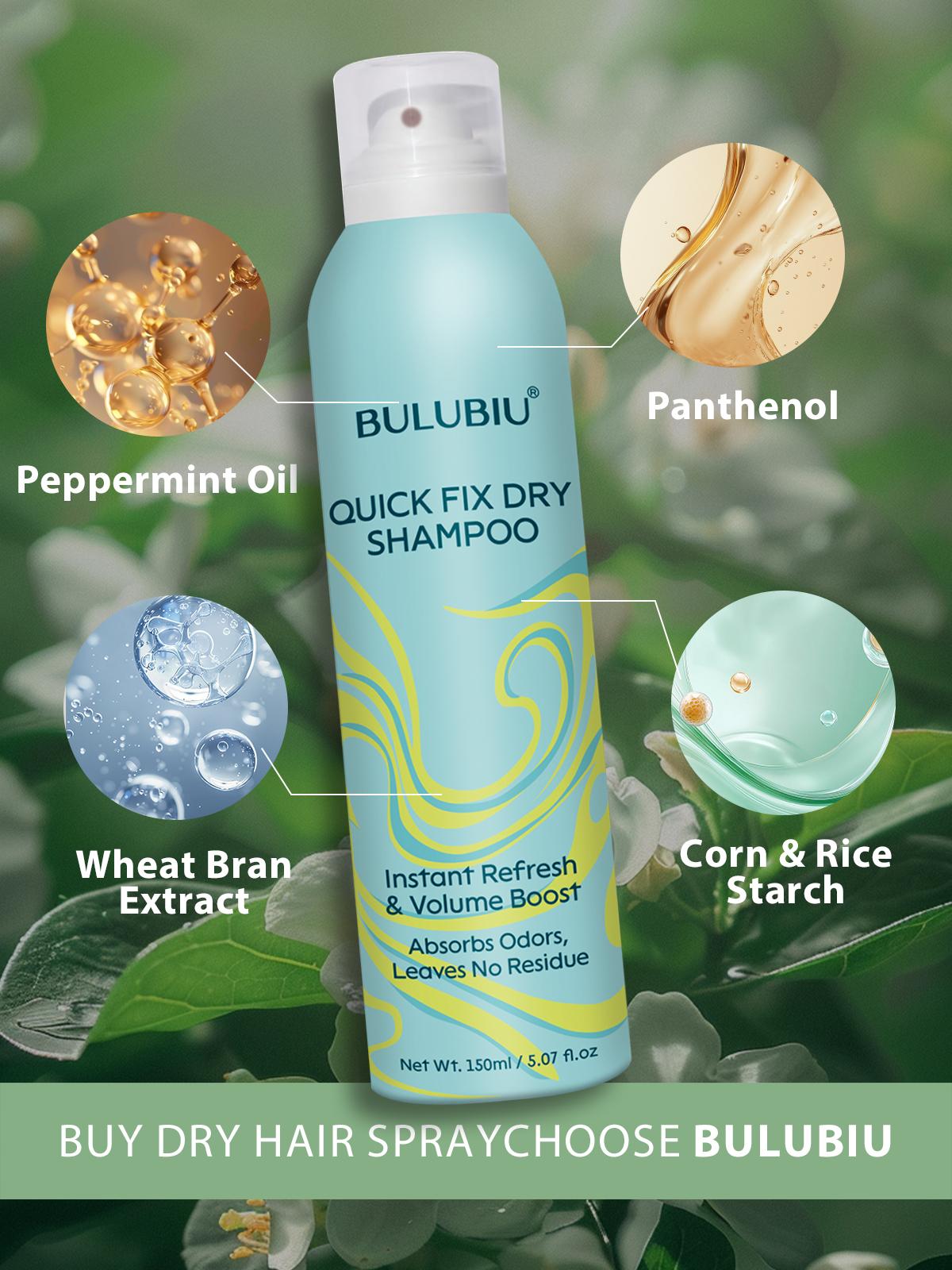 Dry shampoo spray: adds volume and body, absorbs oil, refreshes hair, no-rinse formula, suitable for both men and women