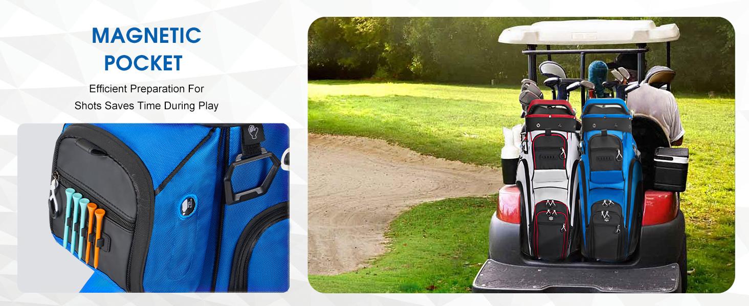UNIHIMAL 14-Way Golf Cart Bag, Premium Full Length Golf Bag for Men with Magnetic Leather Pocket, Handles and Rain Cover