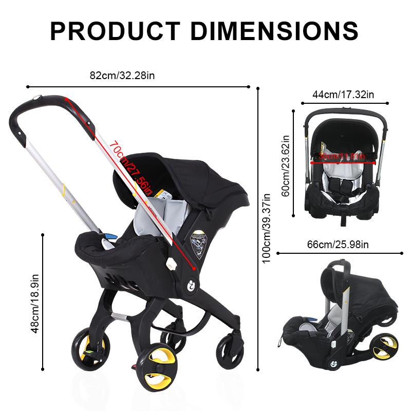 Baby Stroller with Free Bag ,Newborn Stroller,Foldable Stroller Legs,Equipped with Chest Clip,One-Click Contraction Function,Alloy Metal Material,4-wheel Travel Toddler Stroller